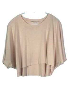 Double Zero Oversized Blush Top Large Dolman Sleeve Scoop Neck High Low Modal